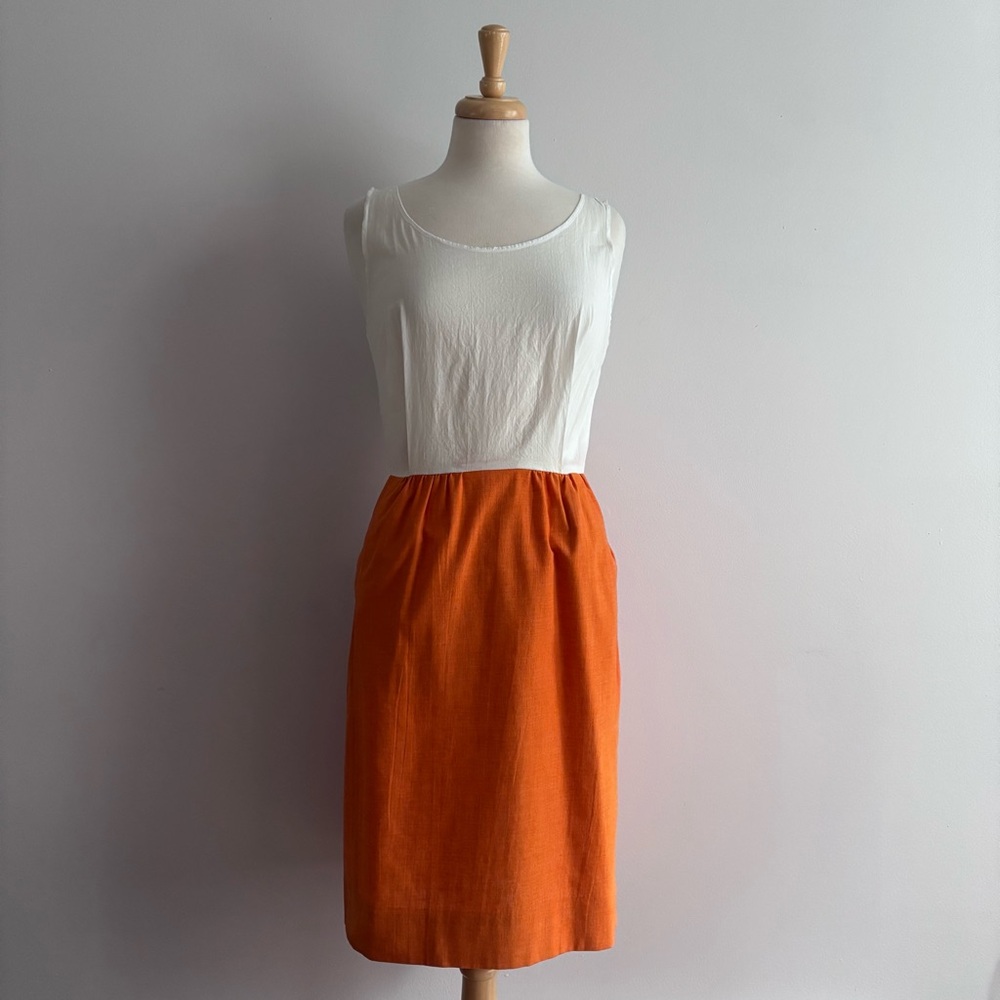 Vintage 1960s CALIFORNIA GIRL Sheer Top Two Tone Sleeveless Dress S